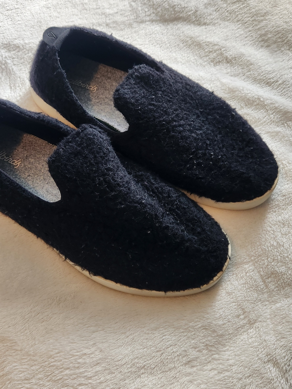 Allbirds Wool Lounger Fluff Black Slip On Sneakers Size W10